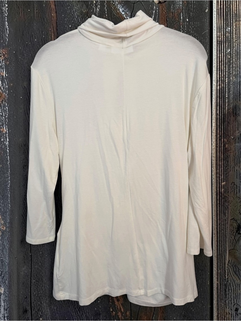 7th Avenue NY&Co Draped Cowl Neck Top Large White Asymmetric Ruched - Picture 9 of 10